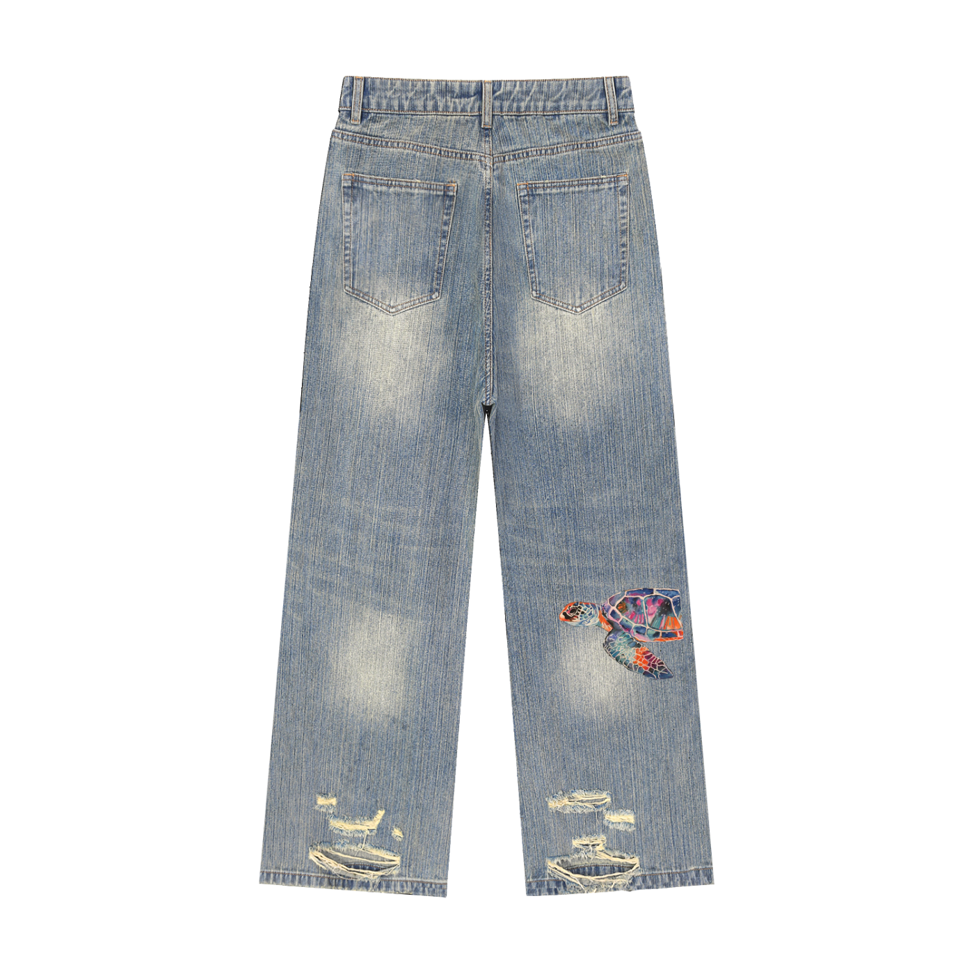 Vintage Wash Distressed Denim Jeans